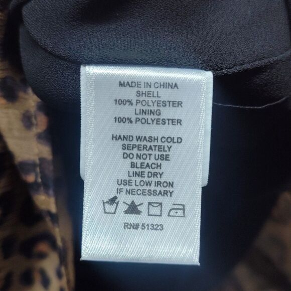 Cece Blouse Top Women Size M Brown Leopard Chiffon Off Shoulder Lined Feminine - Picture 8 of 8